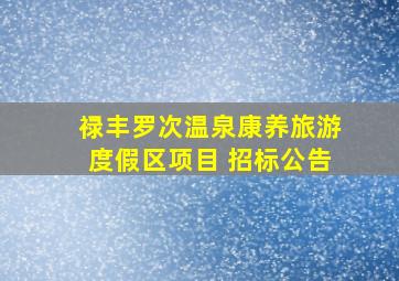 禄丰罗次温泉康养旅游度假区项目 招标公告